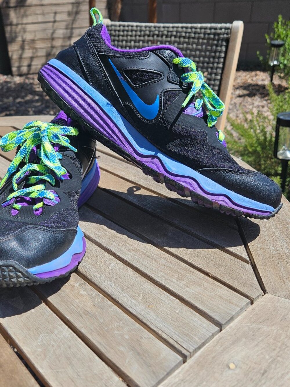 Nike Dual Fusion Trail Running Shoes Women's 10 Black Purple Neon Gorpcore